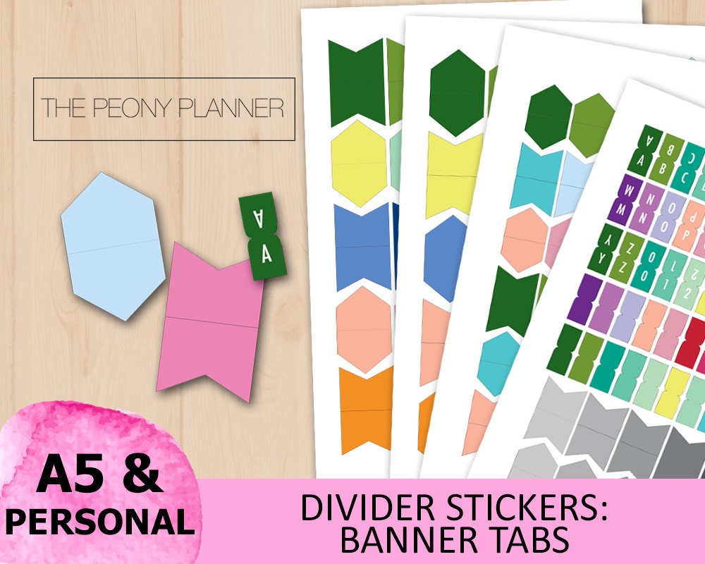 printable divider banner tabs stickers labels a5 personal