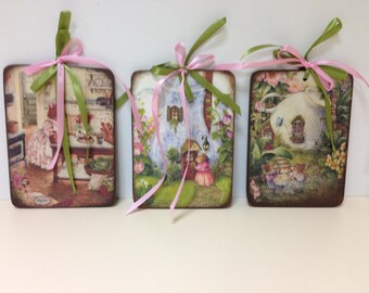 set of 3 Wooden wall Ornaments. Christmas ornaments. Handmade Christmas tree ornaments. Christmas tree ornaments. Xmas decor