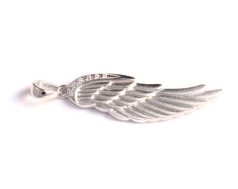 Angel wing pendant with cubic zirconia 925 sterling silver