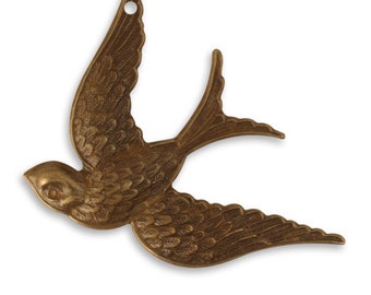 Vintaj Natural Brass Fanciful Bird Pendant 42x 31.5mm 1 Piece (P0016)