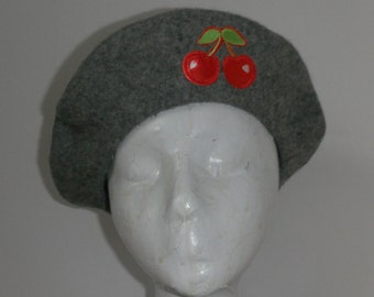SALE! Grey cherries beret.