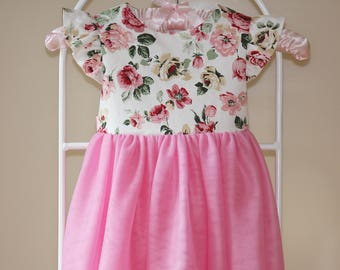 Girls roses dress flower girl dress halter dress birhtday