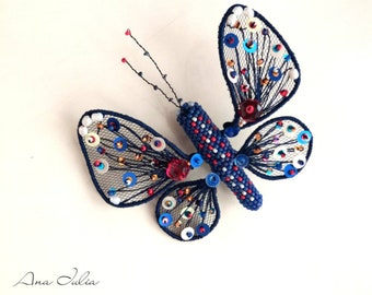 3D Embroidery Butterfly brooch