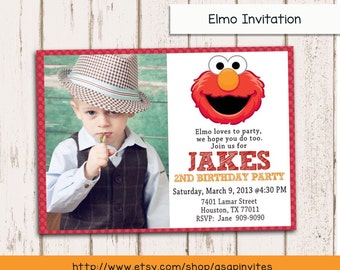 ELMO INVITATION, Sesame Street, Invite, Birthday, Party, Diy, Digital File