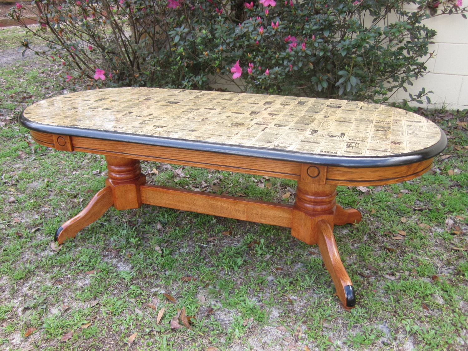 Decoupage Coffee Table With Antique Paper Wooden Coffee Table