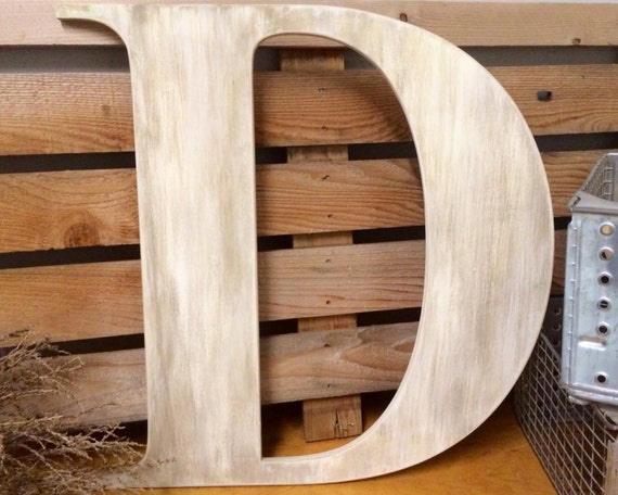 Large Wooden Guest Book Letter D 36 Painted Rustic