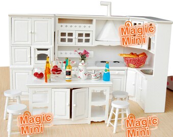 Dolls House Miniature Modern White Kitchen