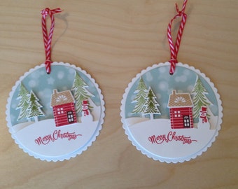 Christmas Tags, Snowman Tags - Set of Two