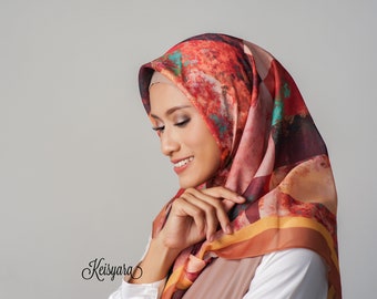 Keisyara Square Hijab - Voile Printed Scarf - Tera