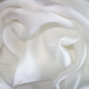 Pure Silk Chiffon Satin Charmeuse medium weight 10 mm 43 gms sq metre fabric NATURAL WHITE 138 cm (54") Wide by the half metre (50 cm)