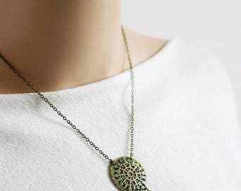 Boho Brass Necklace Patina Necklace Green Patina Necklace Patina Jewelry Coin Necklace Brass Ethnic Necklace Ethnic Jewelry Unique Jewelry