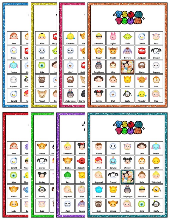 Disney Tsum Tsum Birthday Party Bingo Game and Matching Game