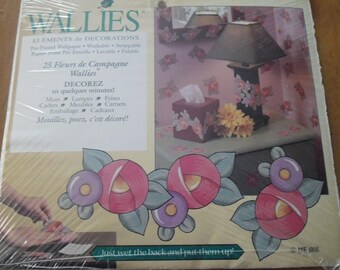 Lot 25 décos papier peint Wallies Fleurs de campagne