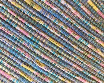 Hand Woven Rag Rug Aqua Green Cotton 27" x 56"