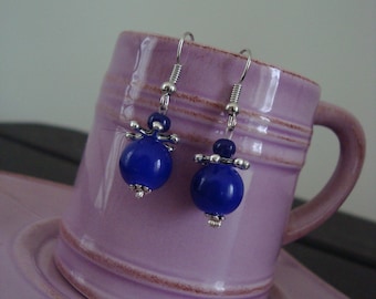 Fancy blue and Silver earrings