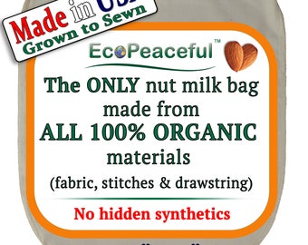 Irregular Organic Nut Milk Bags (12x13) - Video bellow about others Fake "Organic" Bags. All materials made from certified organic cotton
