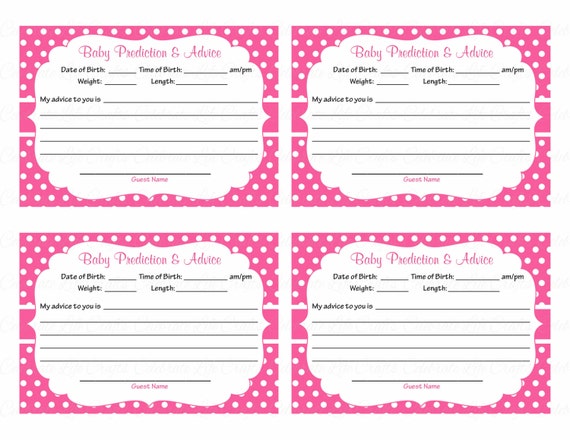 Baby Shower Prediction and Advice Cards Mommy Printable Baby