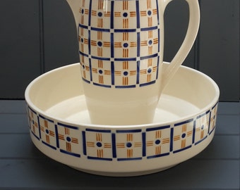 Vintage French wash bowl and pitcher, Badonviller -Primax, France.