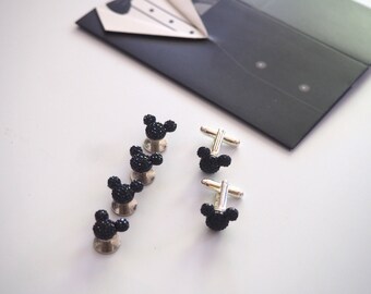 Disney Inspired Hidden Mickeys Tuxedo Studs and Cufflinks