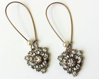 Crystal Heart Earrings Swarovski Heart Earrings Art Deco Earrings Crystal Drop Earrings Valentine Crystal Heart Earrings Bridesmaids Gifts