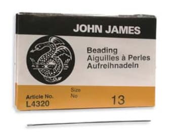 John James Size 13 English Beading Needles Qty 25 Needle for Bead Weaving 13/0