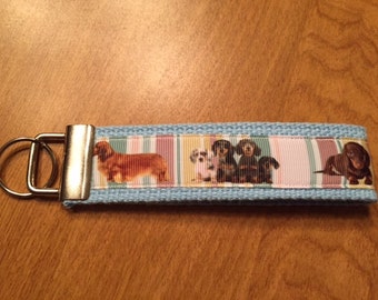Light Blue Dachshund Keychain/ Keyfob/ Wristlet