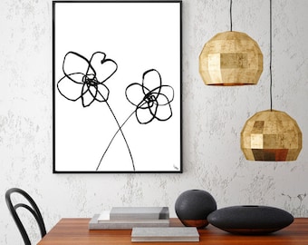 Black and White Painting Modern Flower Art Minimalist Art Original Abstract Art Abstract Painting Black White Art Contemporary Floral Art
