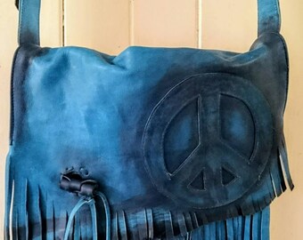 Summertime peace fringed shoulder bag