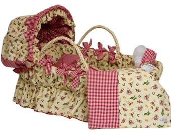 Bedding ONLY for Moses Basket with Hood - Cowboy with Red Gingham