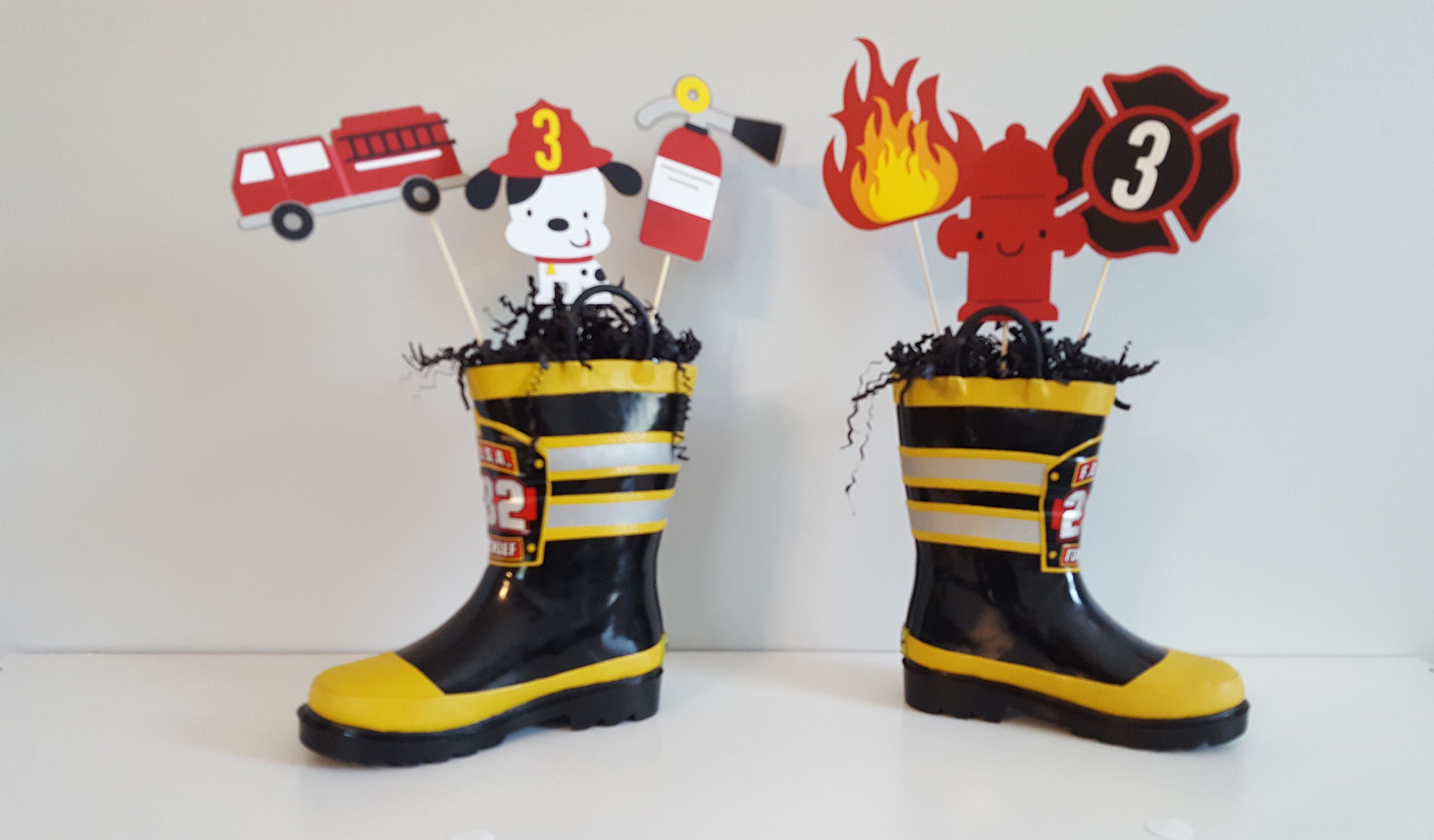 Firetruck centerpieces Firetruck party Firetruck birthday