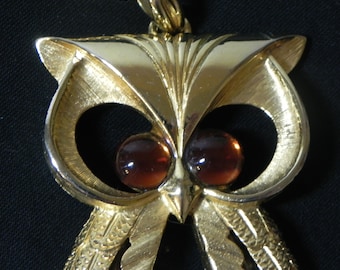 Vintage Jelly Belly Owl Necklace Pendant on Chain