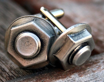 Cufflinks, Soldered Pewter - Nut and Bolt