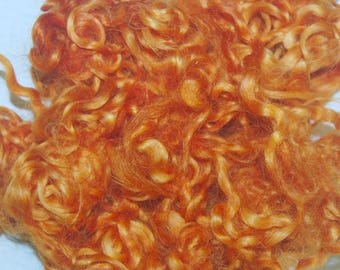 Cotswold Wool Locks, Locks for Spinning, Needle Felting, Doll Hair and Blythe Doll Reroot, Mermaid Hair, in Shades of Burnt Orange 1 oz.