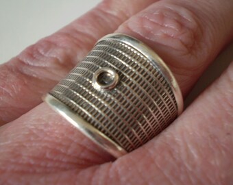 925 Sterling Silver Wide Cigar Band Ring Adjustable Size 8