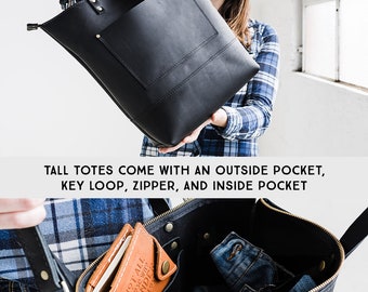 CROSSBODY TALL TOTE - Crossbody MacBook Laptop Bag - Leather Crossbody Tote w/Zipper - MacBook Laptop Satchel Full Grain Leather