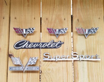 1960's Classic Chevrolet Emblems, Lot of 6, Rustic, Vintage