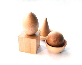 Montessori Geometric Solids - Waldorf Wooden Toy - Eco Friendly Toy - Wooden Shapes Toys - Homeschool