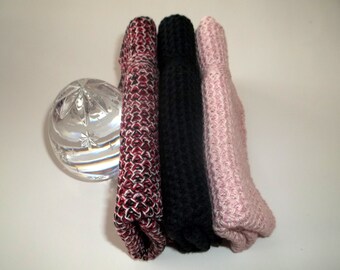 Dishcloths Knit in Cotton in Black and Pink Sand, Dish Cloth, Wash Cloth, Cotton Dishcloth, Kitchen,