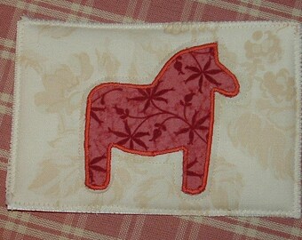 Folk Art Horse appliqued postcard