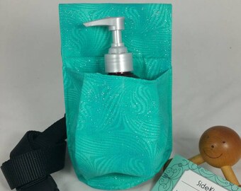 Massage Therapy 8oz cream jar hip holster, Sparkly Mermaid, black belt
