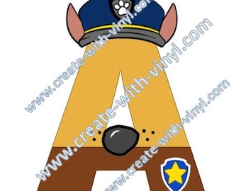 POLICE DOG A - SVG file - Cameo, Cricut, Embroidery svg files, perfect for birthday shirt letter A