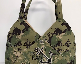 U.S. NAVY NEW CAMO - Ready Made Patchwork Medium Hobo Bag