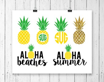 INSTANT DOWNLOAD! SVG, Pineapple Monogram Frame Svg, Aloha Beaches, Glitter Pineapple Svg, Pineapple svg, Pineapple Clipart, Summer Svg,