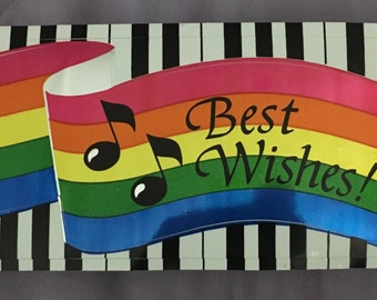 Large Vintage Mylar Rainbow Piano Sticker