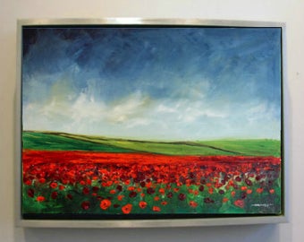 Poppy Field Landscape Oil Painting Original