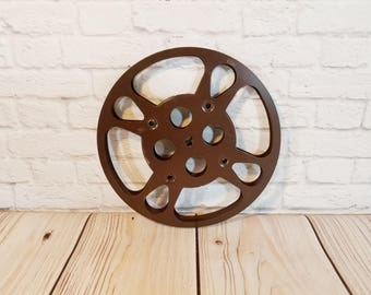 Vintage Brown Metal Industrial Film Reel