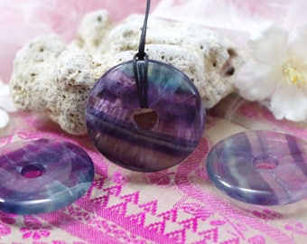 Natural Fluorite stone donut pendant