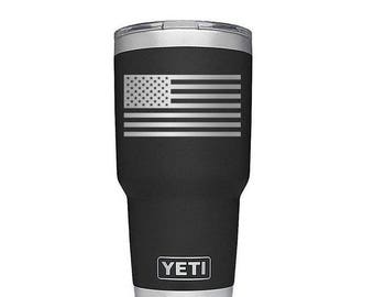 American Flag Thin blue Line Contour Cut Decal Stickers YETI Cup ,Party ,Birthday Gift .
