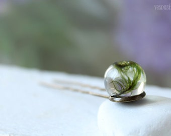 Hair fork pin with real green moss Hair Accessories Hair stick Boho accessories Rustic Women gift Women accessories