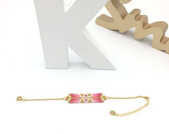AYASHA woven pink, white and gold hand bracelet